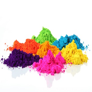 Multi-colored piles of powder