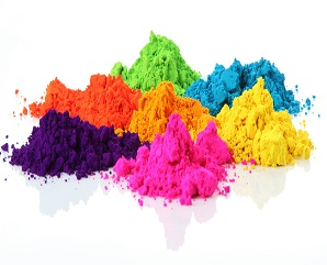 Piles of multi-colored powder product Piles of multi-colored powder